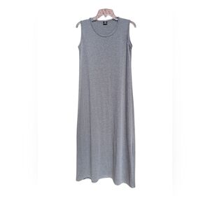 Womens Gray Maxi Tank Dress Stretchy Jersey Casual Sleeveless Scoop Neck M/L